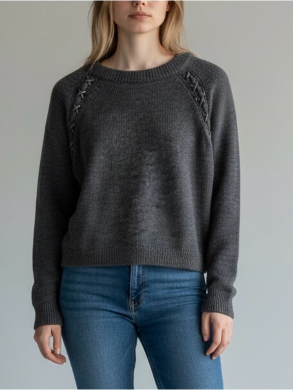 Zara distinctive braided cross-stitching